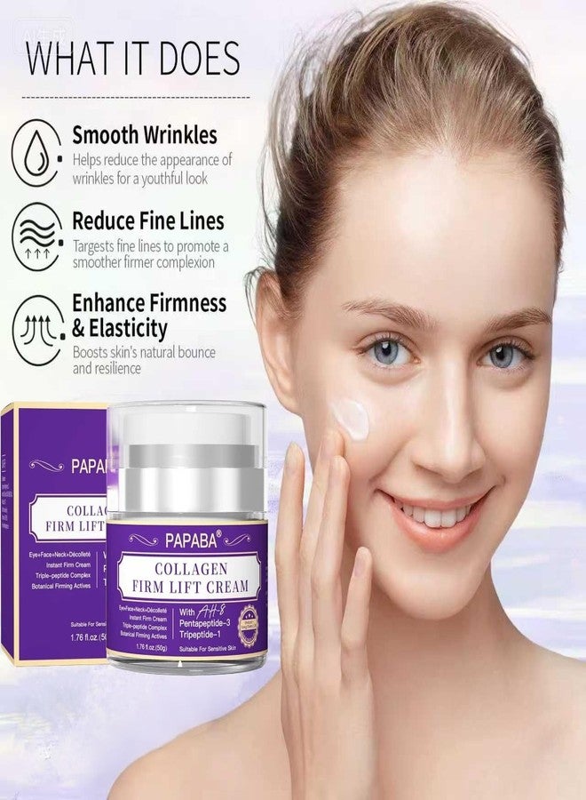 PAPABA Instant Face Lift Cream Neck Firming Tight Moisturizer Women Men- Collagen & Tripeptide AH-8 Updated Formula For Eye Décolleté Firming Cream for Visible Tightening -Sensitive Skin - Day & Night - Image 4
